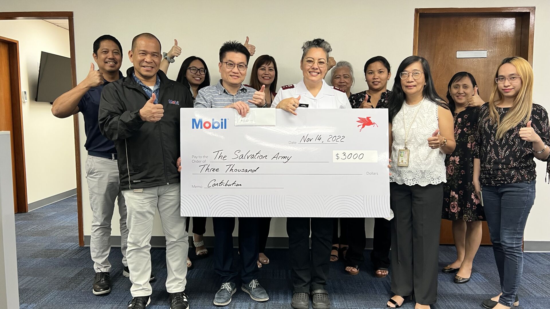 Mobil donates $3,000 to Salvation Army